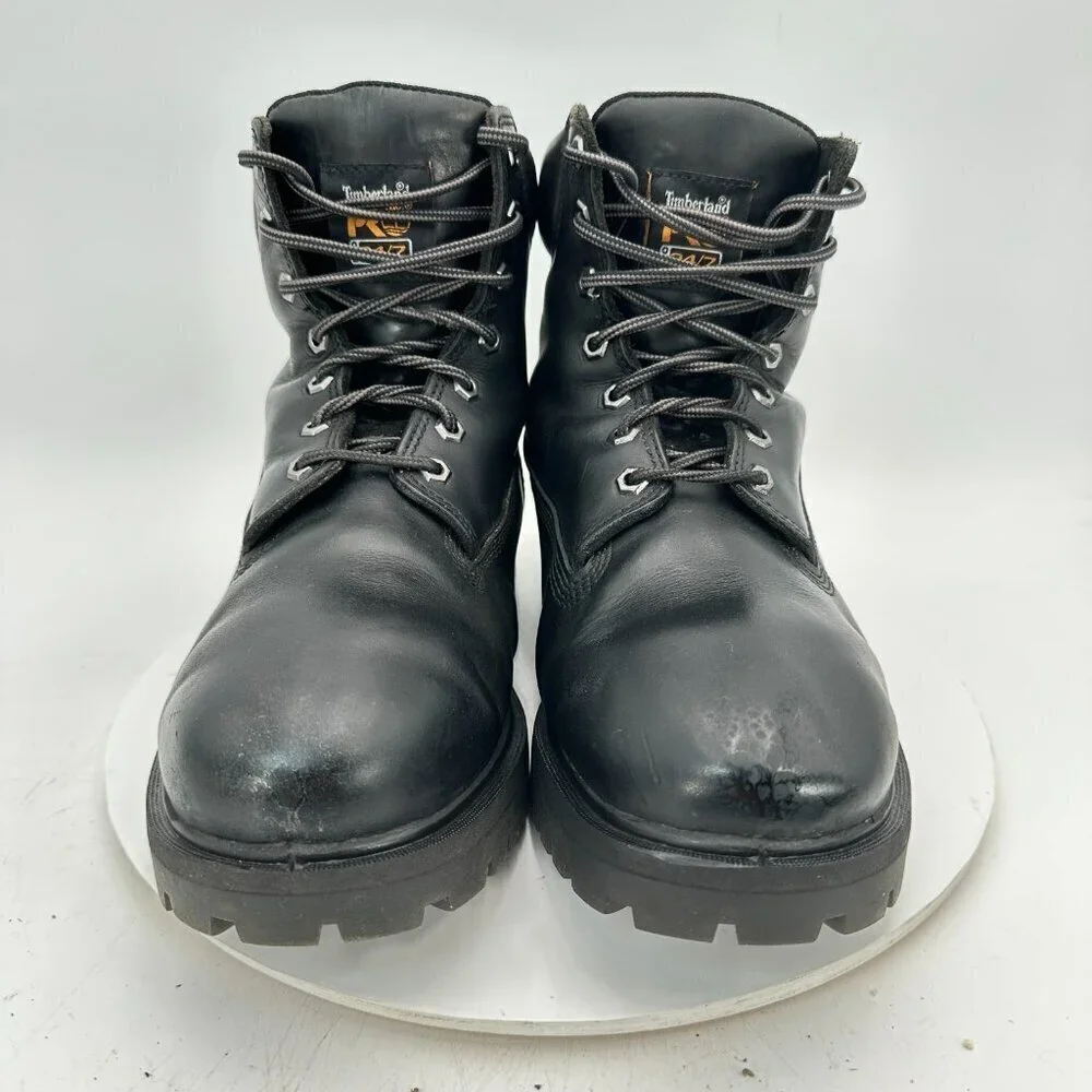 Timberland Pro Men Size 11.5W A1W6M Black Leather Wide Direct Attach Work Boot